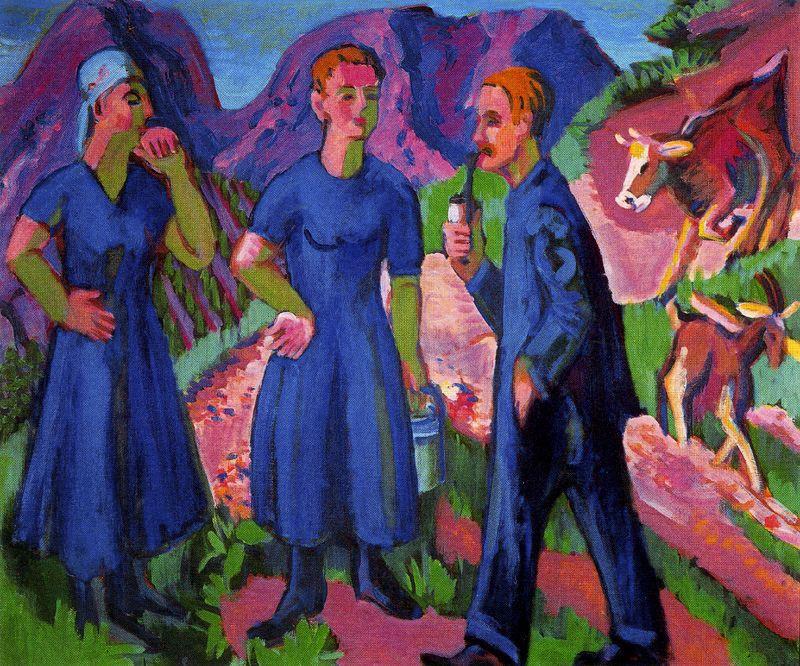 Wikioo.org - สารานุกรมวิจิตรศิลป์ - จิตรกรรม Ernst Ludwig Kirchner - three farmers