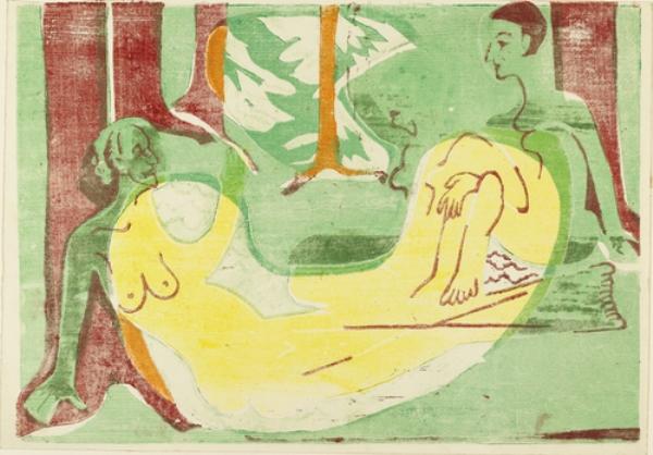 Wikioo.org - The Encyclopedia of Fine Arts - Painting, Artwork by Ernst Ludwig Kirchner - Three Nudes in the Forest