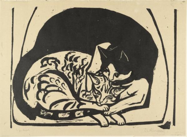 WikiOO.org - Encyclopedia of Fine Arts - Lukisan, Artwork Ernst Ludwig Kirchner - Two Cats