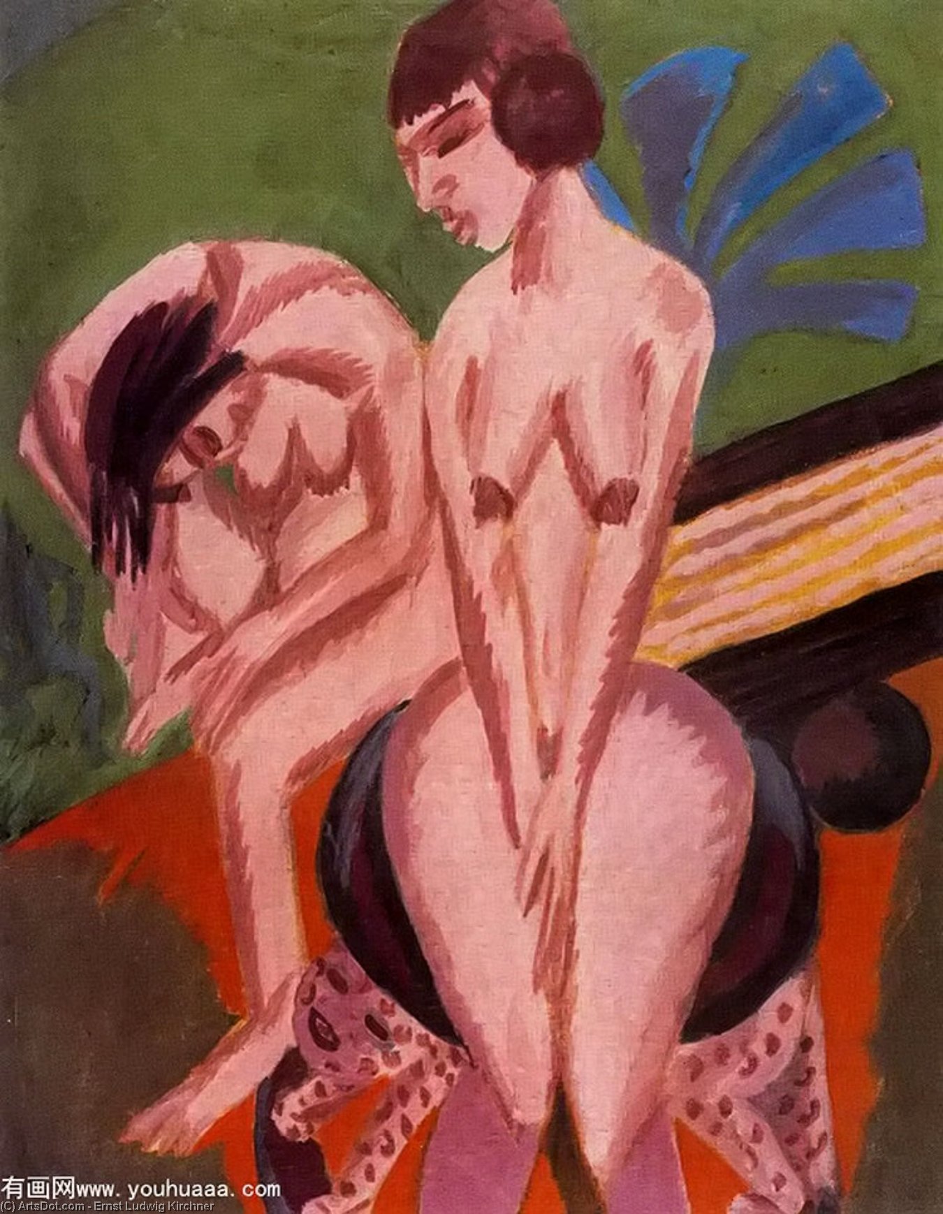 WikiOO.org – 美術百科全書 - 繪畫，作品 Ernst Ludwig Kirchner - 两个裸体女人