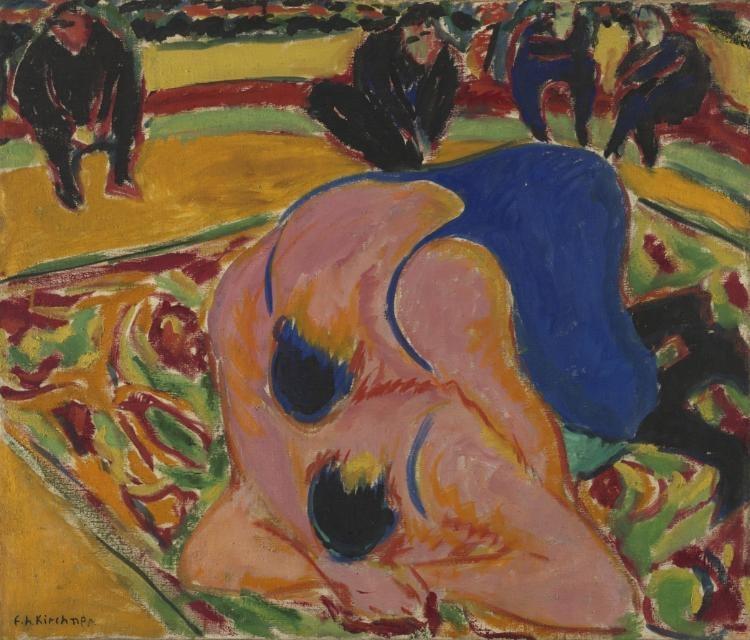 Wikioo.org - The Encyclopedia of Fine Arts - Painting, Artwork by Ernst Ludwig Kirchner - Wrestlers in a Circus