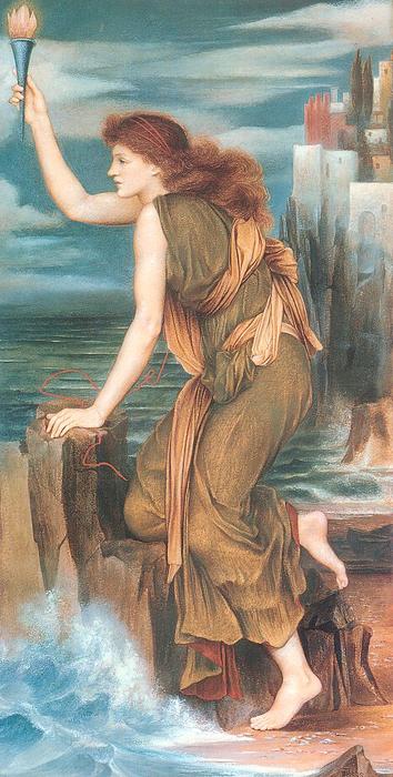 WikiOO.org - Encyclopedia of Fine Arts - Malba, Artwork Evelyn (Pickering) De Morgan - Hero Awaiting the Return of Leander