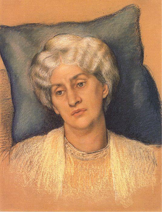 Wikoo.org - موسوعة الفنون الجميلة - اللوحة، العمل الفني Evelyn (Pickering) De Morgan - Portrait of Jane Morris (Study for The Hourglass)