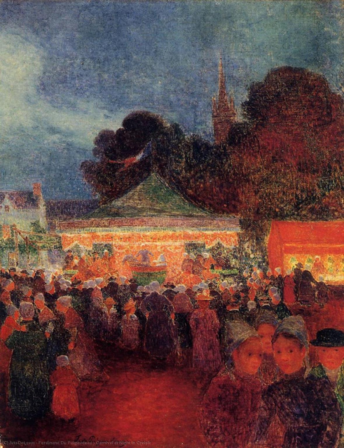 Wikioo.org - The Encyclopedia of Fine Arts - Painting, Artwork by Ferdinand Du Puigaudeau - Carnival at Night in Croisic