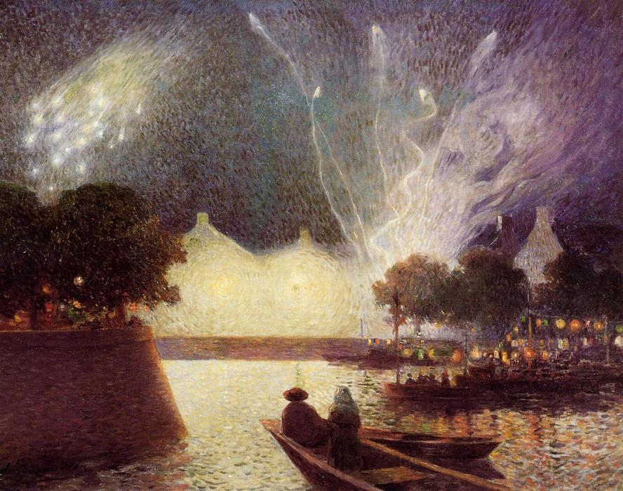 Wikioo.org - The Encyclopedia of Fine Arts - Painting, Artwork by Ferdinand Du Puigaudeau - Fireworks over the Port