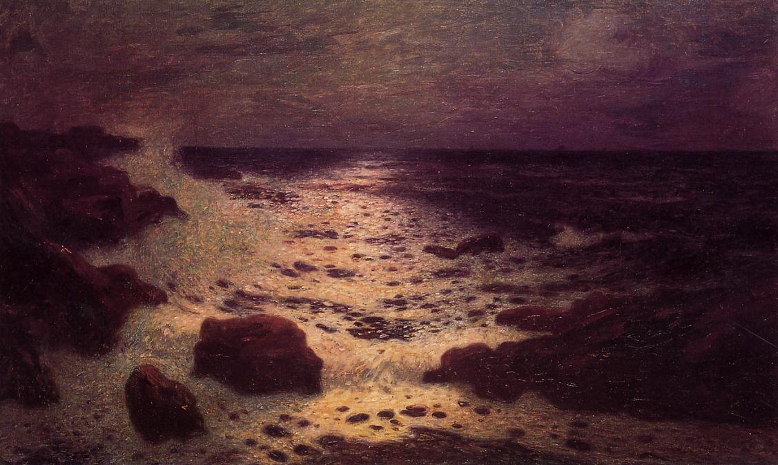Wikioo.org - The Encyclopedia of Fine Arts - Painting, Artwork by Ferdinand Du Puigaudeau - Moonlight on the Sea and the Rocks
