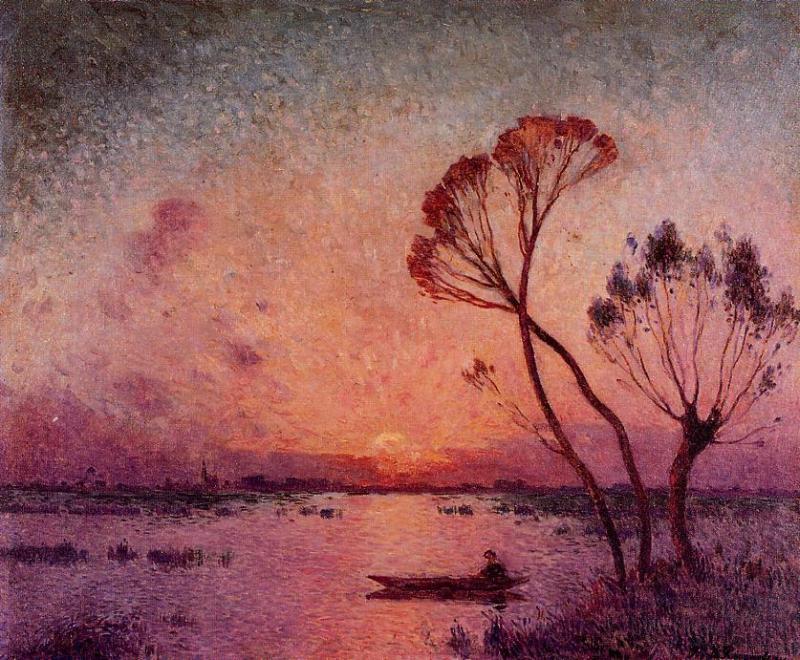 Wikioo.org - The Encyclopedia of Fine Arts - Painting, Artwork by Ferdinand Du Puigaudeau - Sunset at Briere