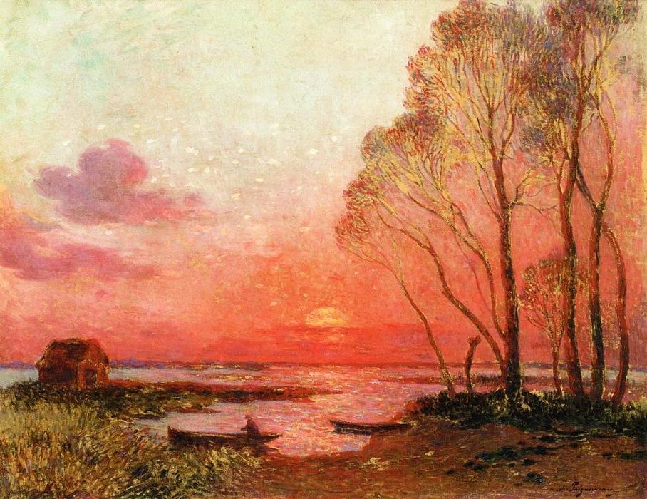 Wikioo.org - The Encyclopedia of Fine Arts - Painting, Artwork by Ferdinand Du Puigaudeau - Sunset on the Brfiere