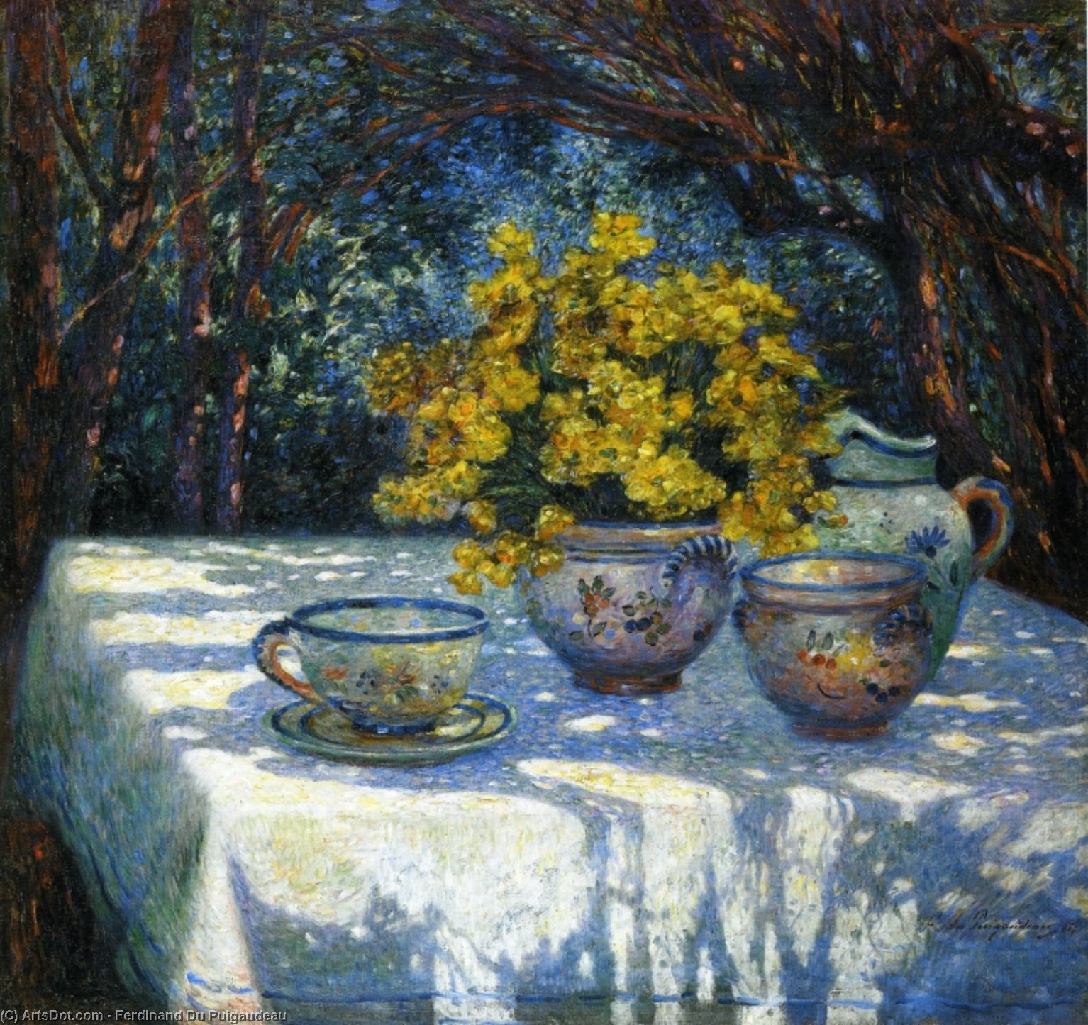 Wikioo.org - The Encyclopedia of Fine Arts - Painting, Artwork by Ferdinand Du Puigaudeau - Table with Yellow Bouquet