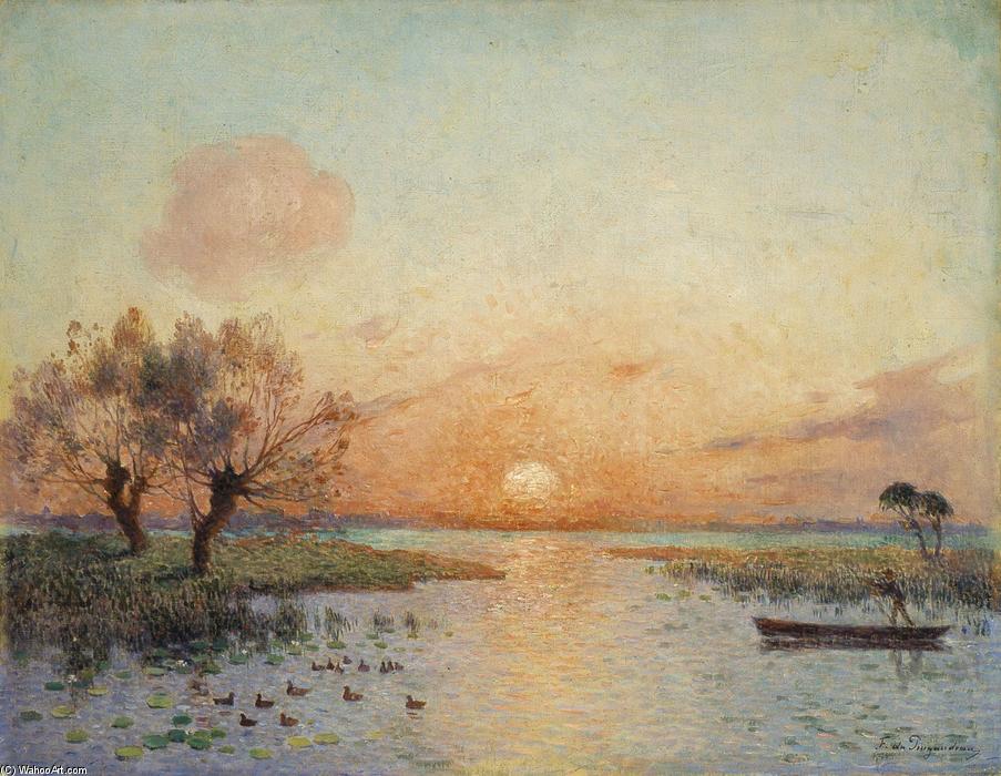 WikiOO.org - Εγκυκλοπαίδεια Καλών Τεχνών - Ζωγραφική, έργα τέχνης Ferdinand Du Puigaudeau - The Pond at Sunset (La Mare au coucher du soleil)