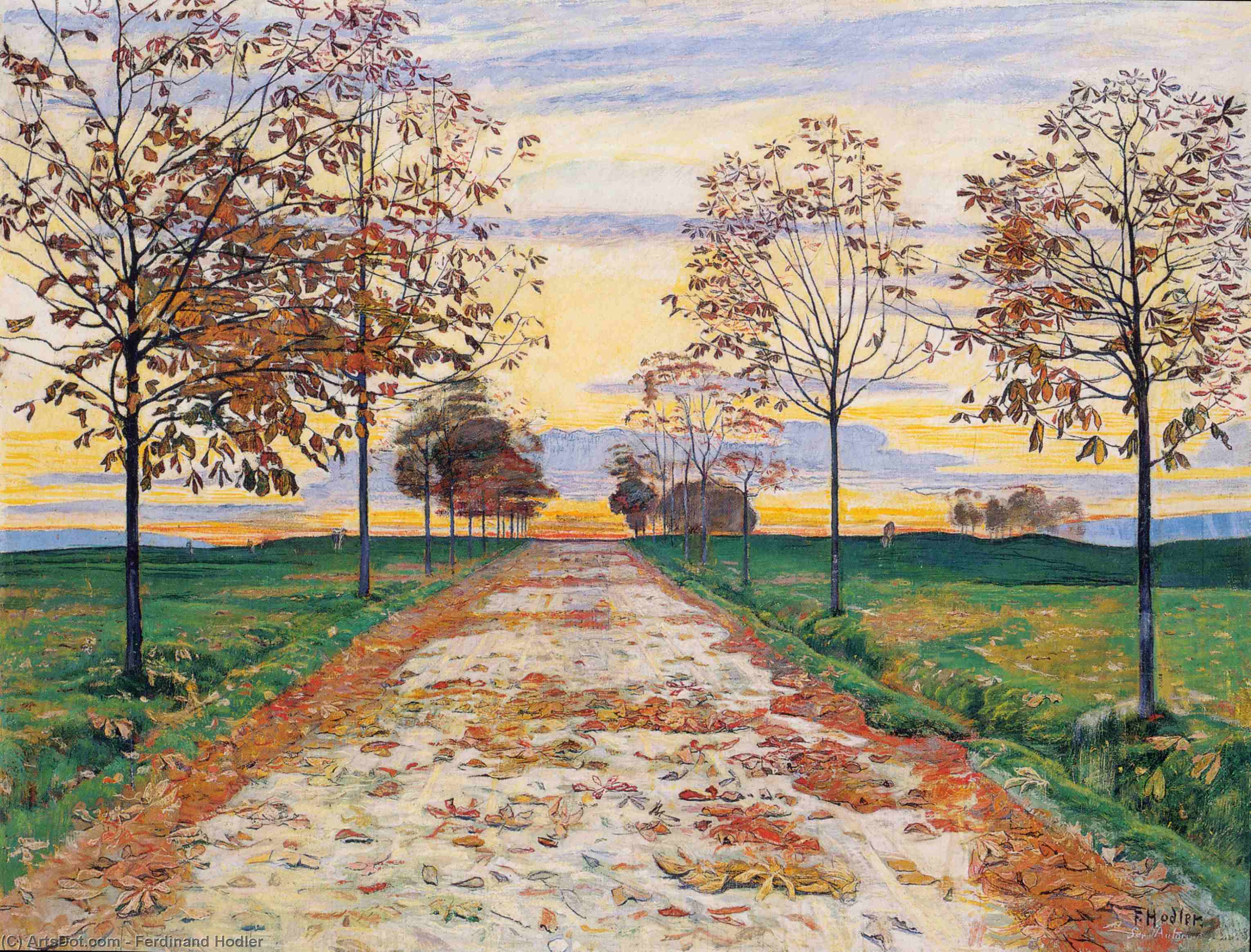 Wikioo.org - The Encyclopedia of Fine Arts - Painting, Artwork by Ferdinand Hodler - Autumn Evening