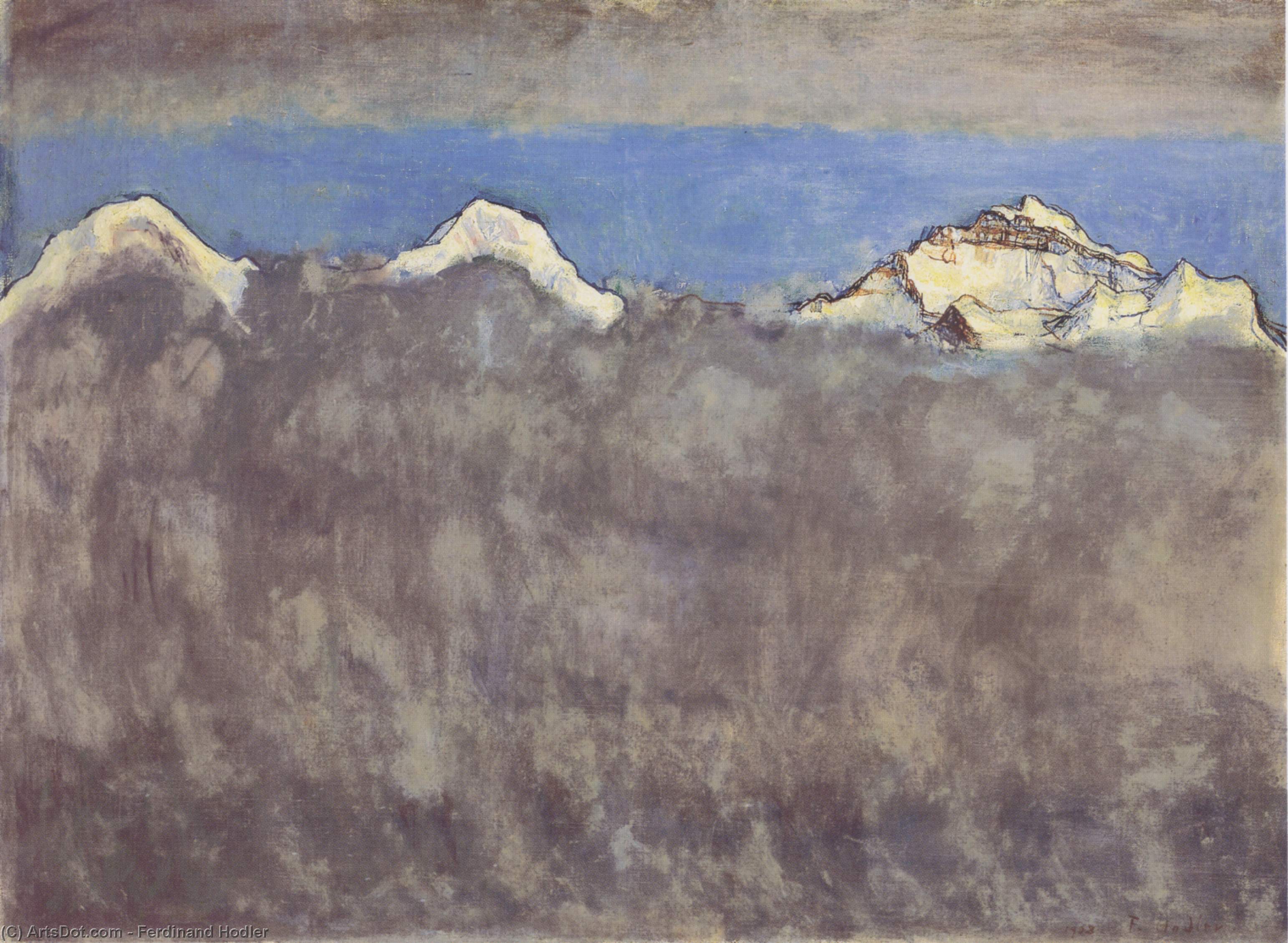 WikiOO.org - Encyclopedia of Fine Arts - Malba, Artwork Ferdinand Hodler - Jungfrau and Silverhorn, as Seen from Murren