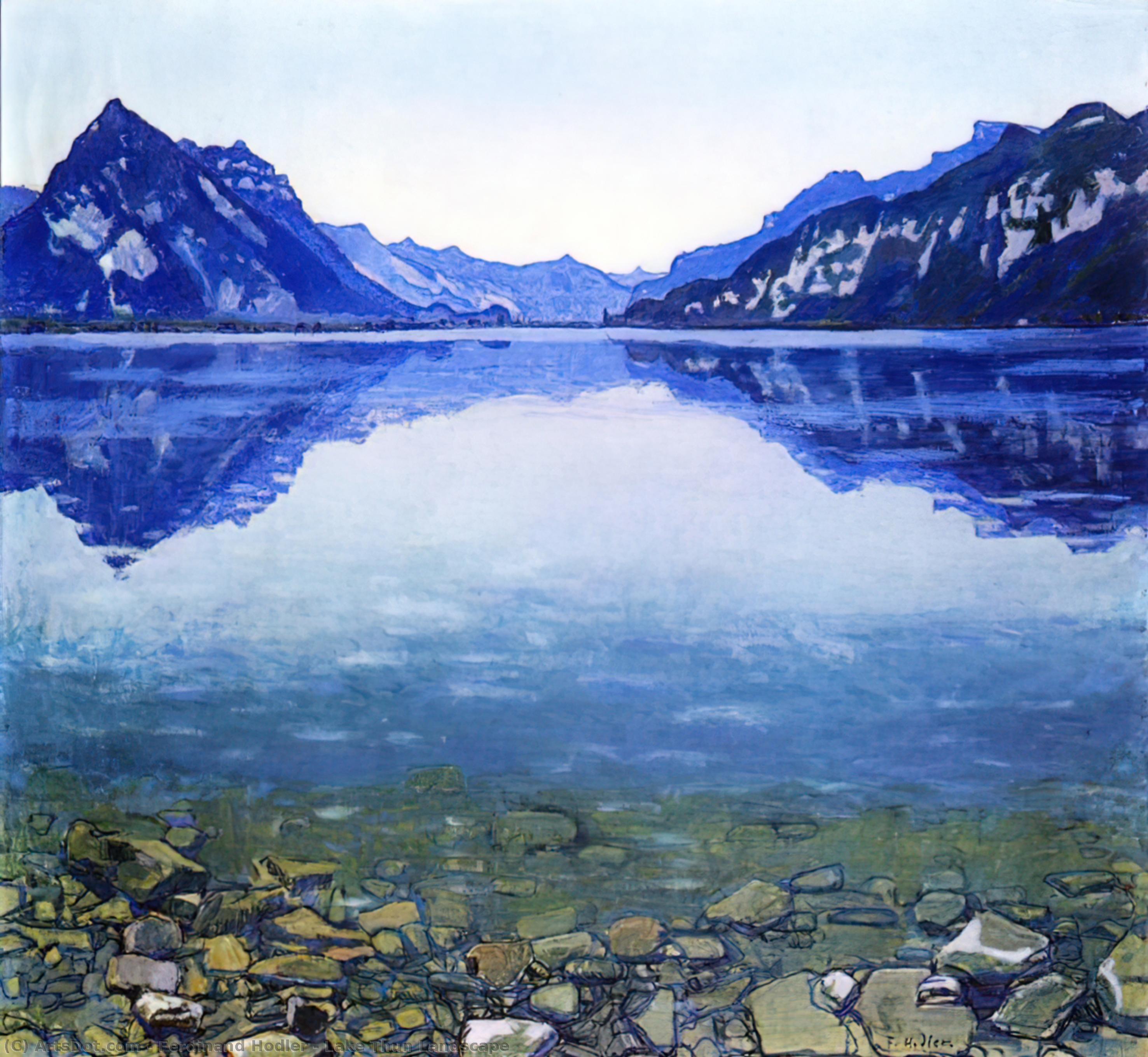 Wikioo.org – L'Enciclopedia delle Belle Arti - Pittura, Opere di Ferdinand Hodler - Lago di Thun Paesaggio