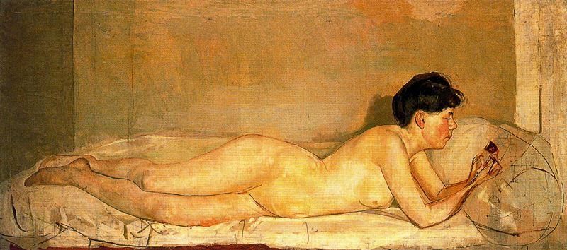 WikiOO.org - Enciclopedia of Fine Arts - Pictura, lucrări de artă Ferdinand Hodler - Nude lying with flower (Bertha Stucki)