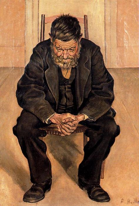 Wikoo.org - موسوعة الفنون الجميلة - اللوحة، العمل الفني Ferdinand Hodler - Old man sitting