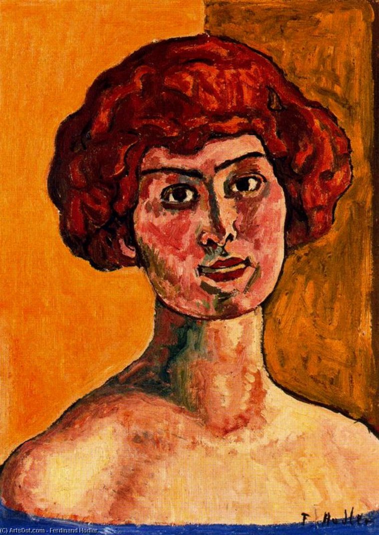Wikioo.org - The Encyclopedia of Fine Arts - Painting, Artwork by Ferdinand Hodler - Portrait of Madame Loup I (Portrait of redhead)
