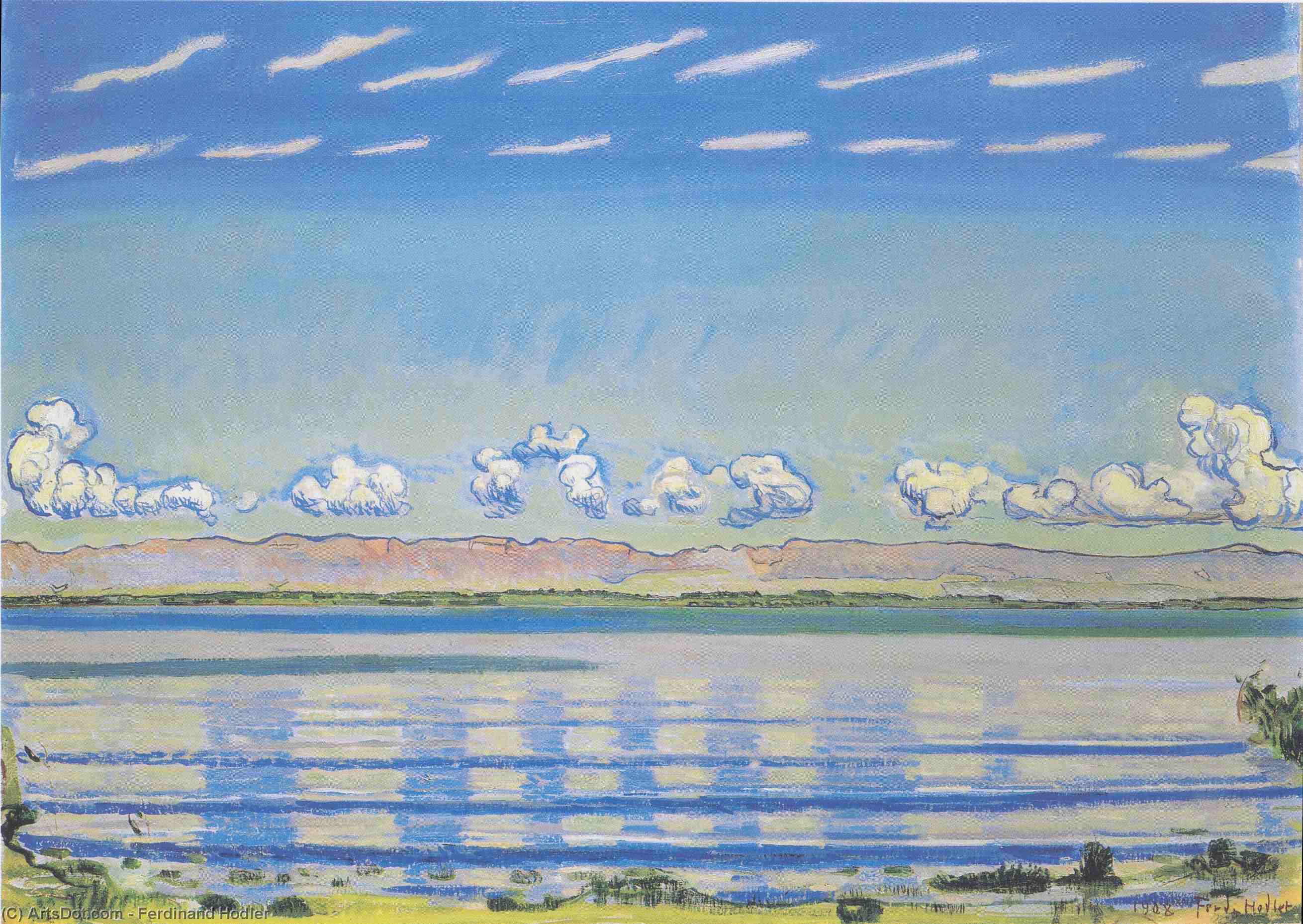 Wikioo.org - The Encyclopedia of Fine Arts - Painting, Artwork by Ferdinand Hodler - Sunset on Lake Geneva