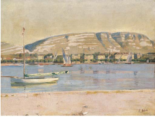WikiOO.org - Enciclopédia das Belas Artes - Pintura, Arte por Ferdinand Hodler - The bay of Geneva and the Salève