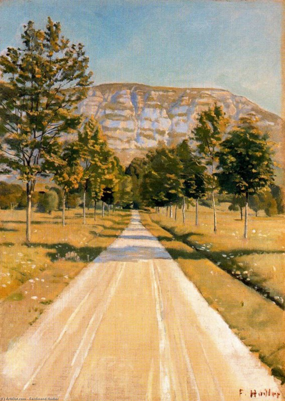 Wikoo.org - موسوعة الفنون الجميلة - اللوحة، العمل الفني Ferdinand Hodler - The road to Evordes