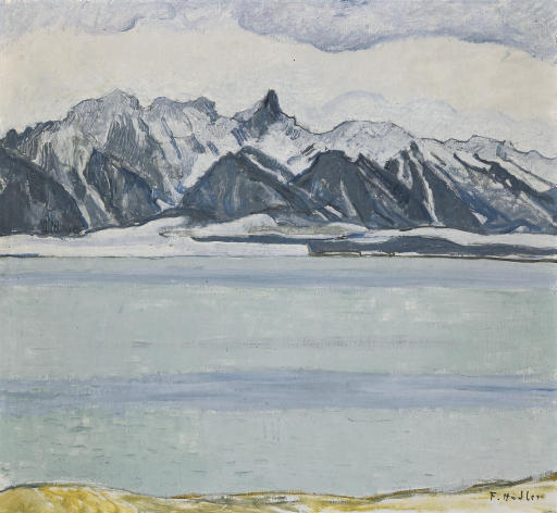 WikiOO.org - Encyclopedia of Fine Arts - Målning, konstverk Ferdinand Hodler - Thunersee mit Stockhornkette with Winter