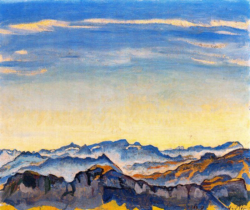 Wikioo.org - The Encyclopedia of Fine Arts - Painting, Artwork by Ferdinand Hodler - Vaud Alps seen from the Rochers-de-Naye