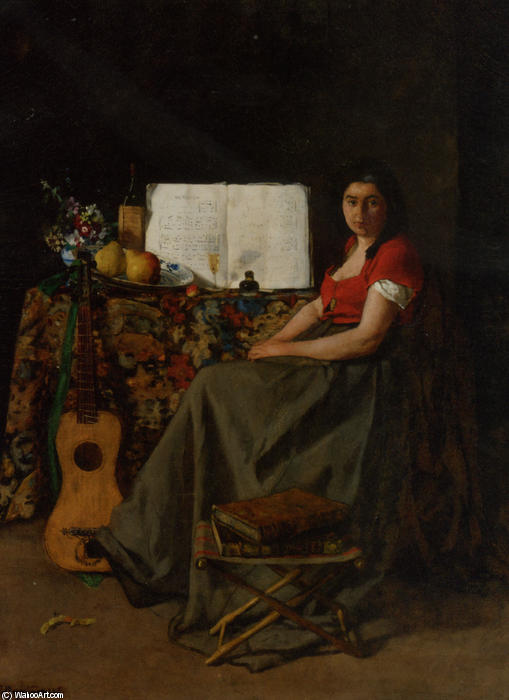 Wikioo.org - The Encyclopedia of Fine Arts - Painting, Artwork by Ferdinand Victor Léon Roybet - The Guitar Player