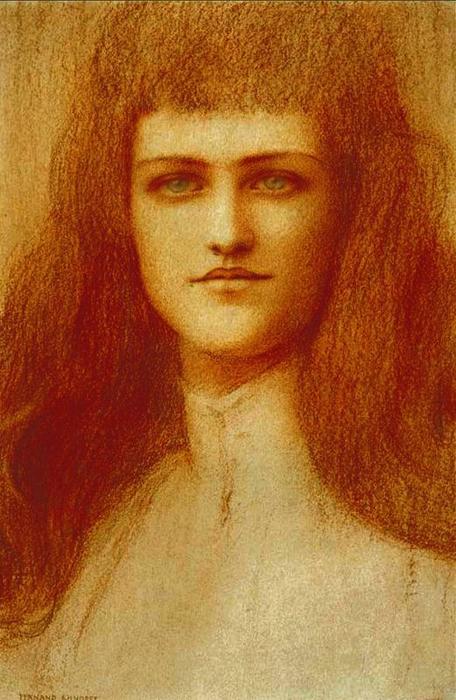 Wikioo.org - The Encyclopedia of Fine Arts - Painting, Artwork by Fernand Edmond Jean Marie Khnopff - Head of a young English Girl