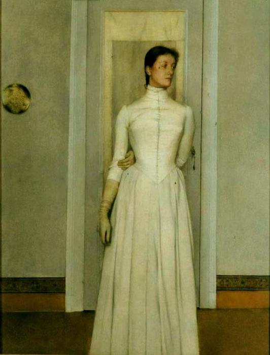 Wikioo.org - The Encyclopedia of Fine Arts - Painting, Artwork by Fernand Edmond Jean Marie Khnopff - Portrait of the artist's sister