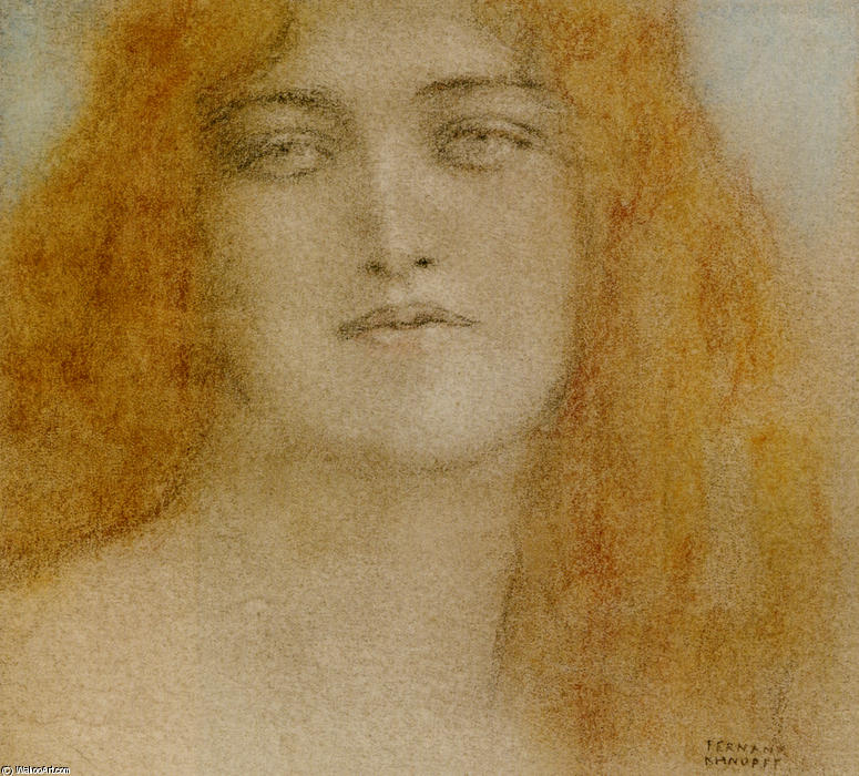 Wikioo.org - The Encyclopedia of Fine Arts - Painting, Artwork by Fernand Edmond Jean Marie Khnopff - Study of a woman 1