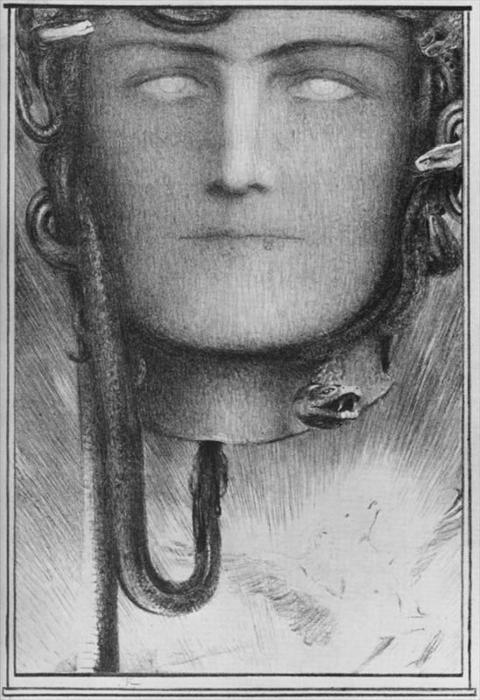 Wikoo.org - موسوعة الفنون الجميلة - اللوحة، العمل الفني Fernand Edmond Jean Marie Khnopff - The Blood of the Medusa