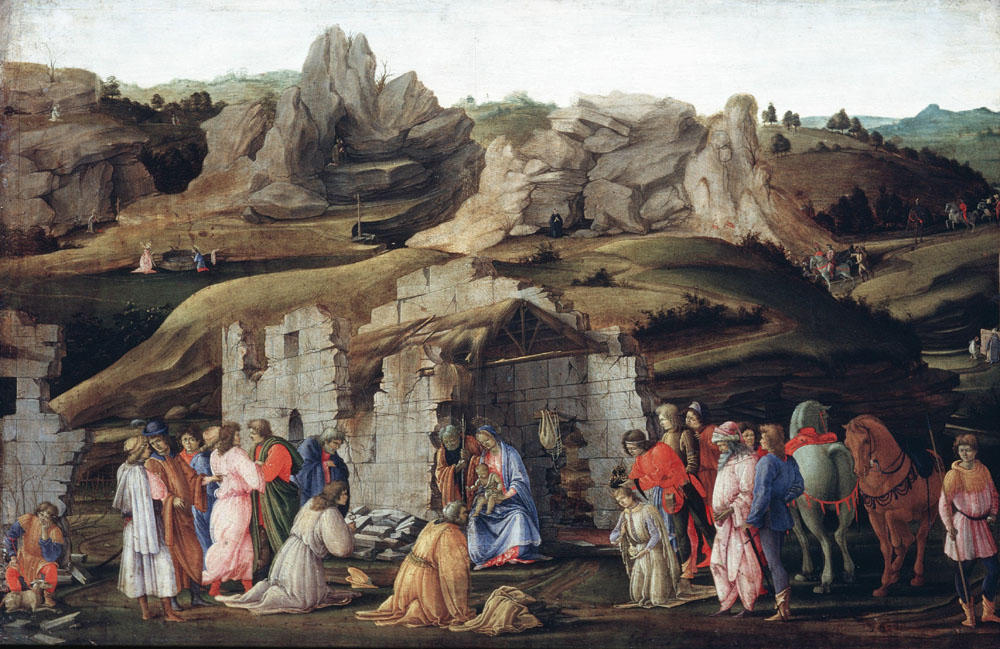 Wikoo.org - موسوعة الفنون الجميلة - اللوحة، العمل الفني Filippino Lippi - Adoration of the Magi 1