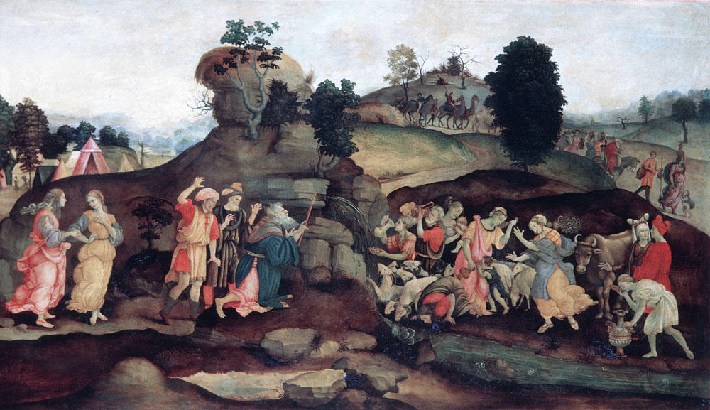Wikioo.org - The Encyclopedia of Fine Arts - Painting, Artwork by Filippino Lippi - Moses Brings Forth Water out of the Rock