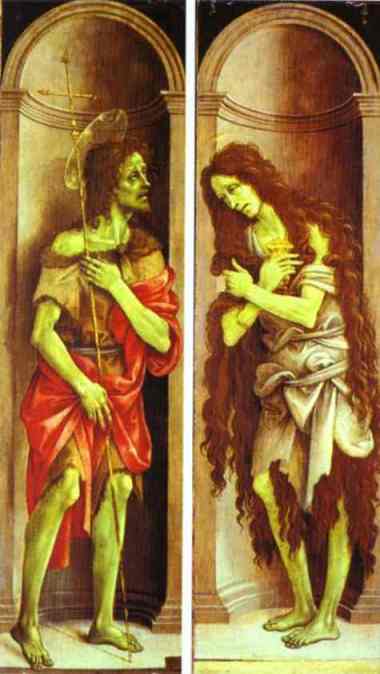 Wikioo.org - The Encyclopedia of Fine Arts - Painting, Artwork by Filippino Lippi - St. John the Baptist. Mary Magdalene