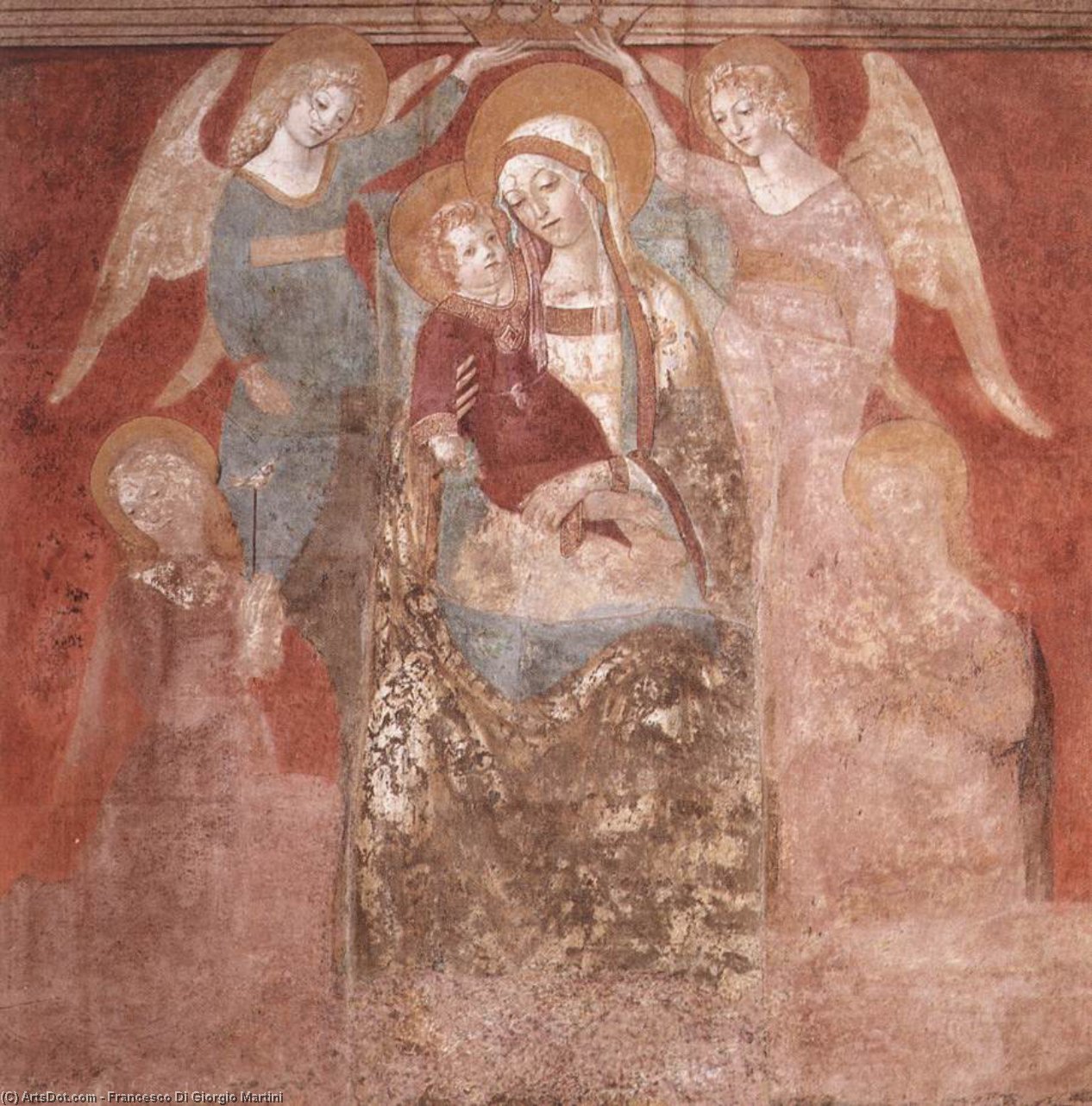 WikiOO.org – 美術百科全書 - 繪畫，作品 Francesco Di Giorgio Martini -  麦当娜和孩子  与 天使