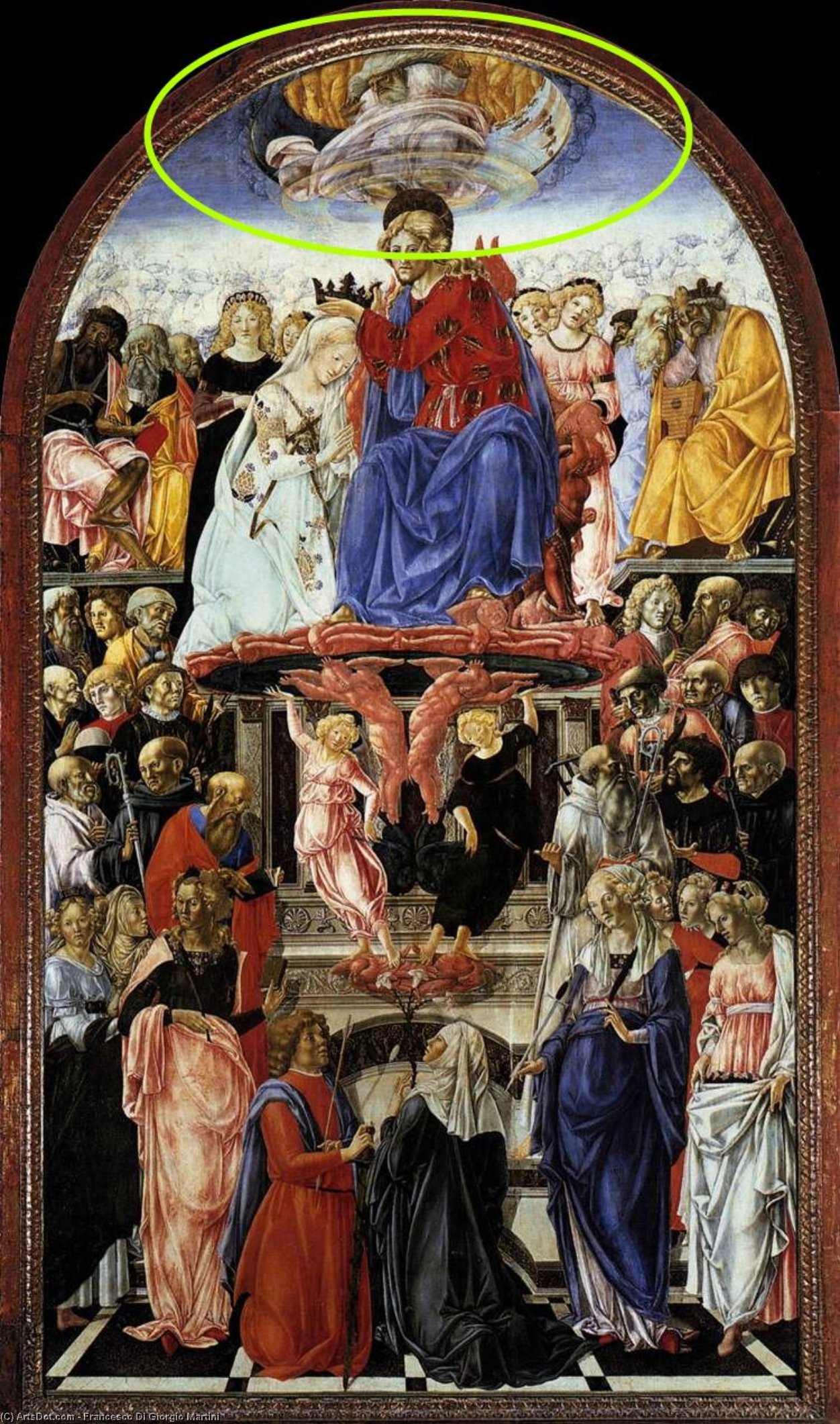 Wikioo.org – La Enciclopedia de las Bellas Artes - Pintura, Obras de arte de Francesco Di Giorgio Martini - La Coronación de la Virgen