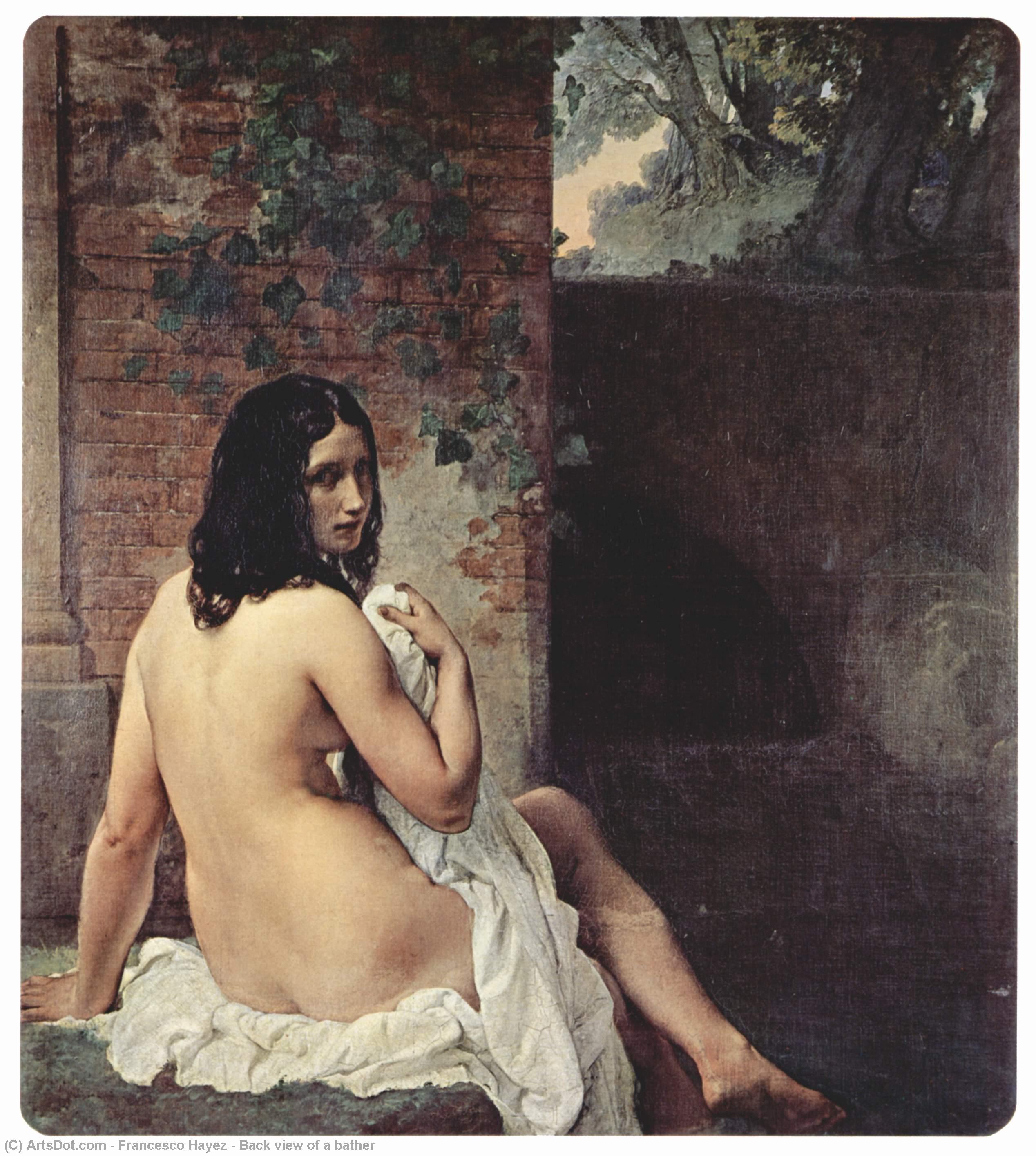 Wikioo.org - สารานุกรมวิจิตรศิลป์ - จิตรกรรม Francesco Hayez - Back view of a bather