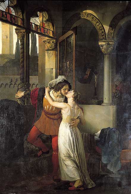 Wikioo.org – La Enciclopedia de las Bellas Artes - Pintura, Obras de arte de Francesco Hayez - El último beso de Romeo y Julieta