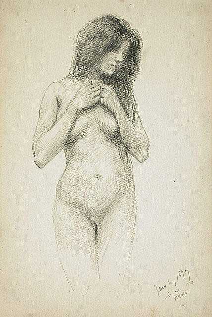 Wikioo.org – L'Encyclopédie des Beaux Arts - Peinture, Oeuvre de Frank Duveneck - nu féminin