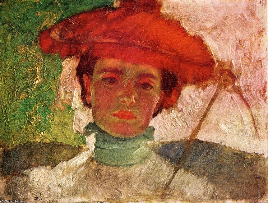 WikiOO.org - Encyclopedia of Fine Arts - Maľba, Artwork Frank Duveneck - Girl with Parasol