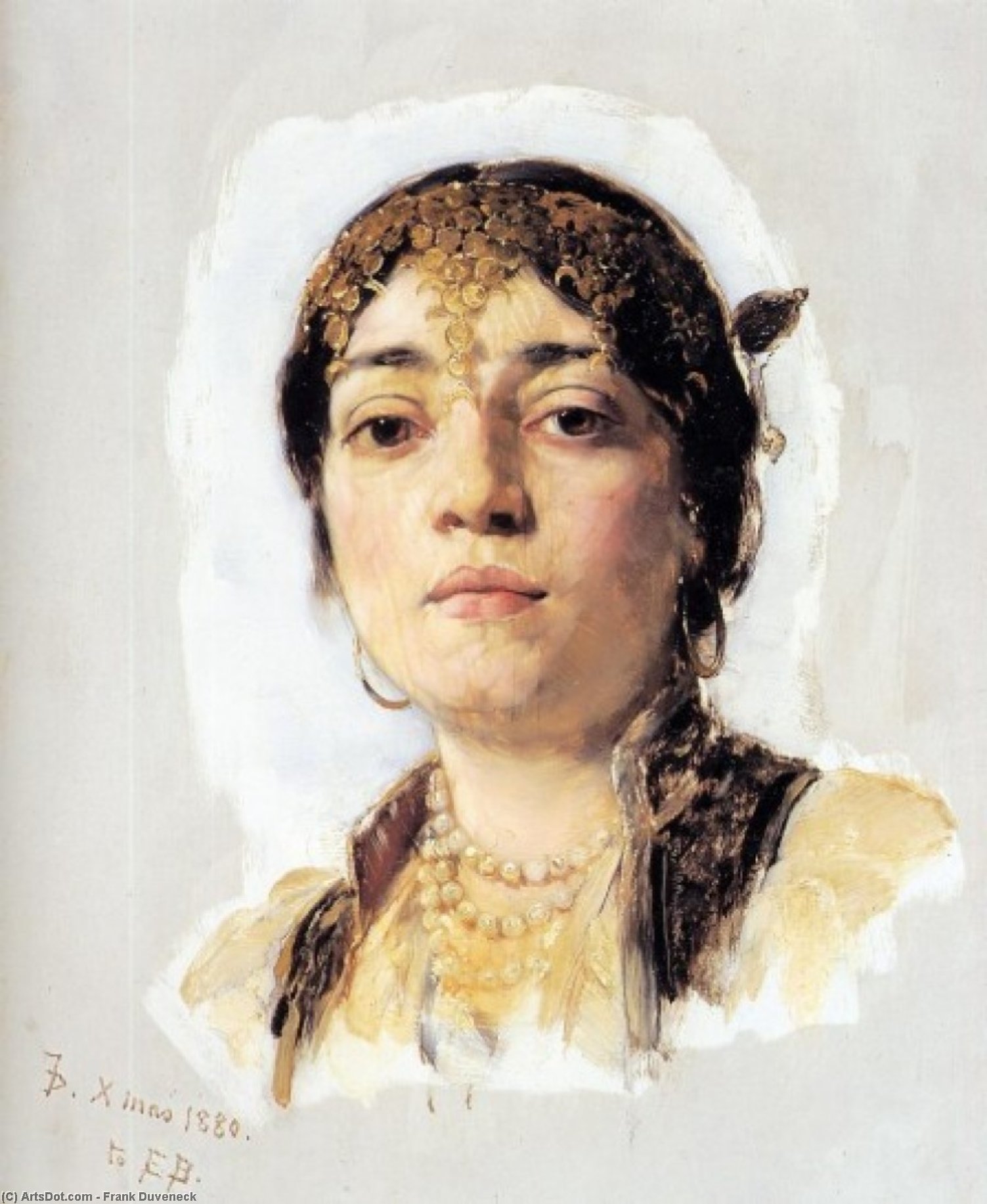 Wikioo.org - The Encyclopedia of Fine Arts - Painting, Artwork by Frank Duveneck - Head of an Oriental Woman