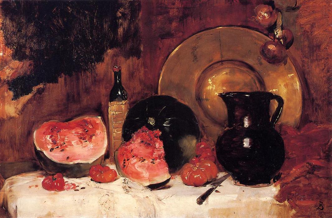 Wikioo.org - The Encyclopedia of Fine Arts - Painting, Artwork by Frank Duveneck - Still Life with Watermelon