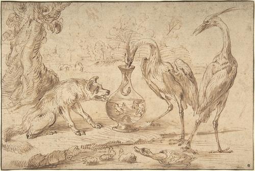 Wikoo.org - موسوعة الفنون الجميلة - اللوحة، العمل الفني Frans Snyders - Fox With Two Herons