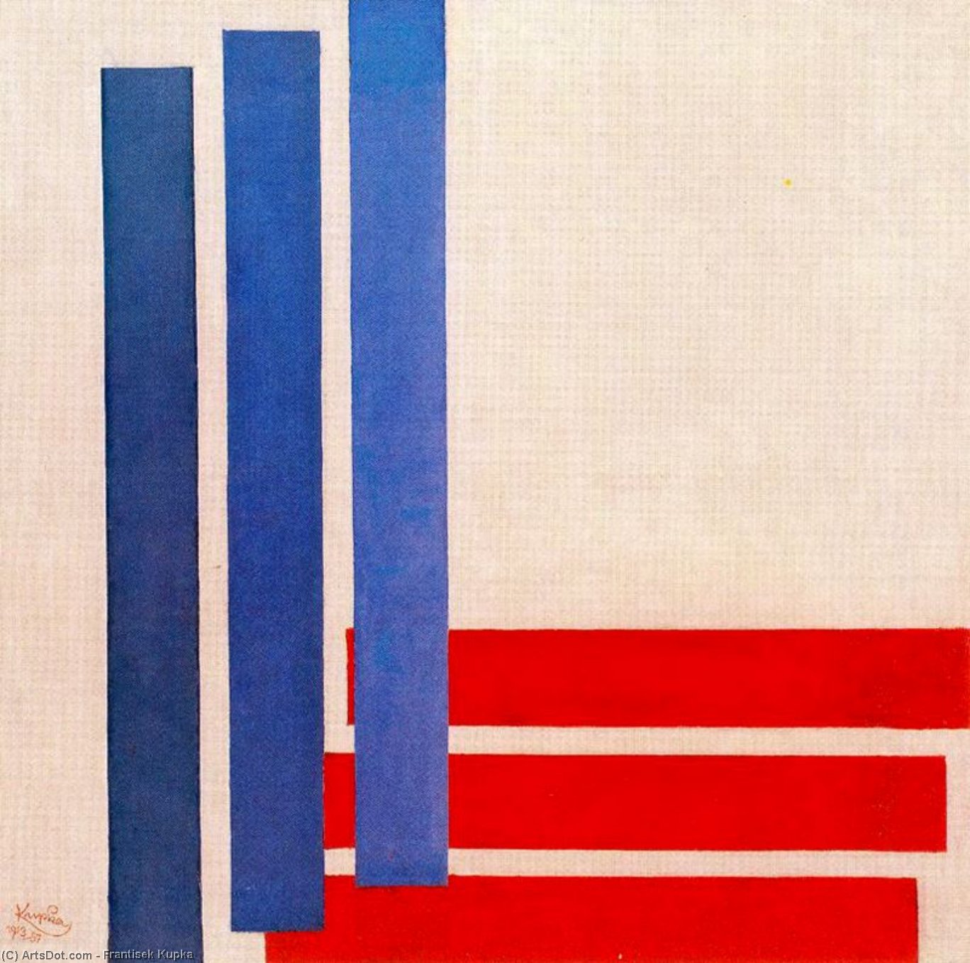 WikiOO.org - Encyclopedia of Fine Arts - Schilderen, Artwork Frantisek Kupka - Three blue and three red