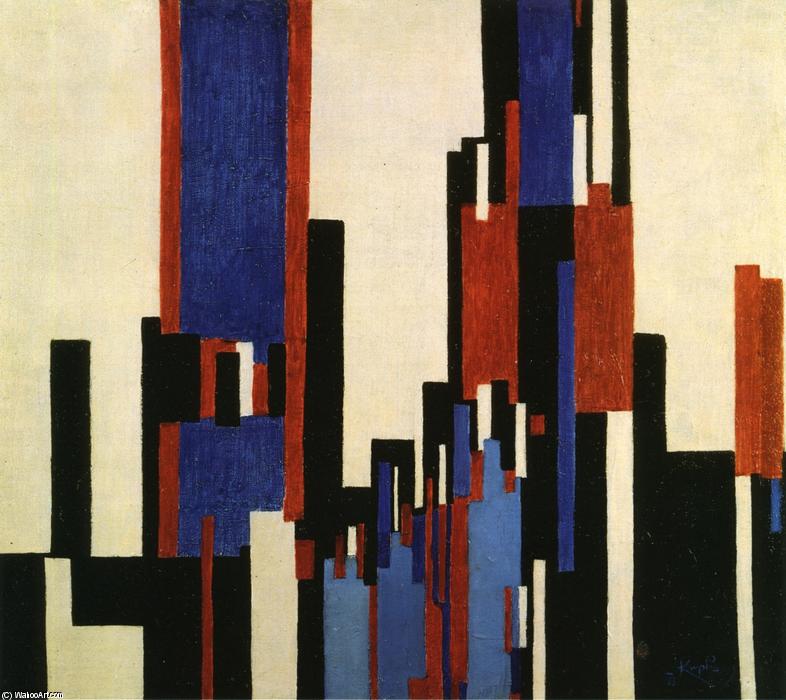 WikiOO.org - Encyclopedia of Fine Arts - Maalaus, taideteos Frantisek Kupka - Vertical Plains Blue and Red