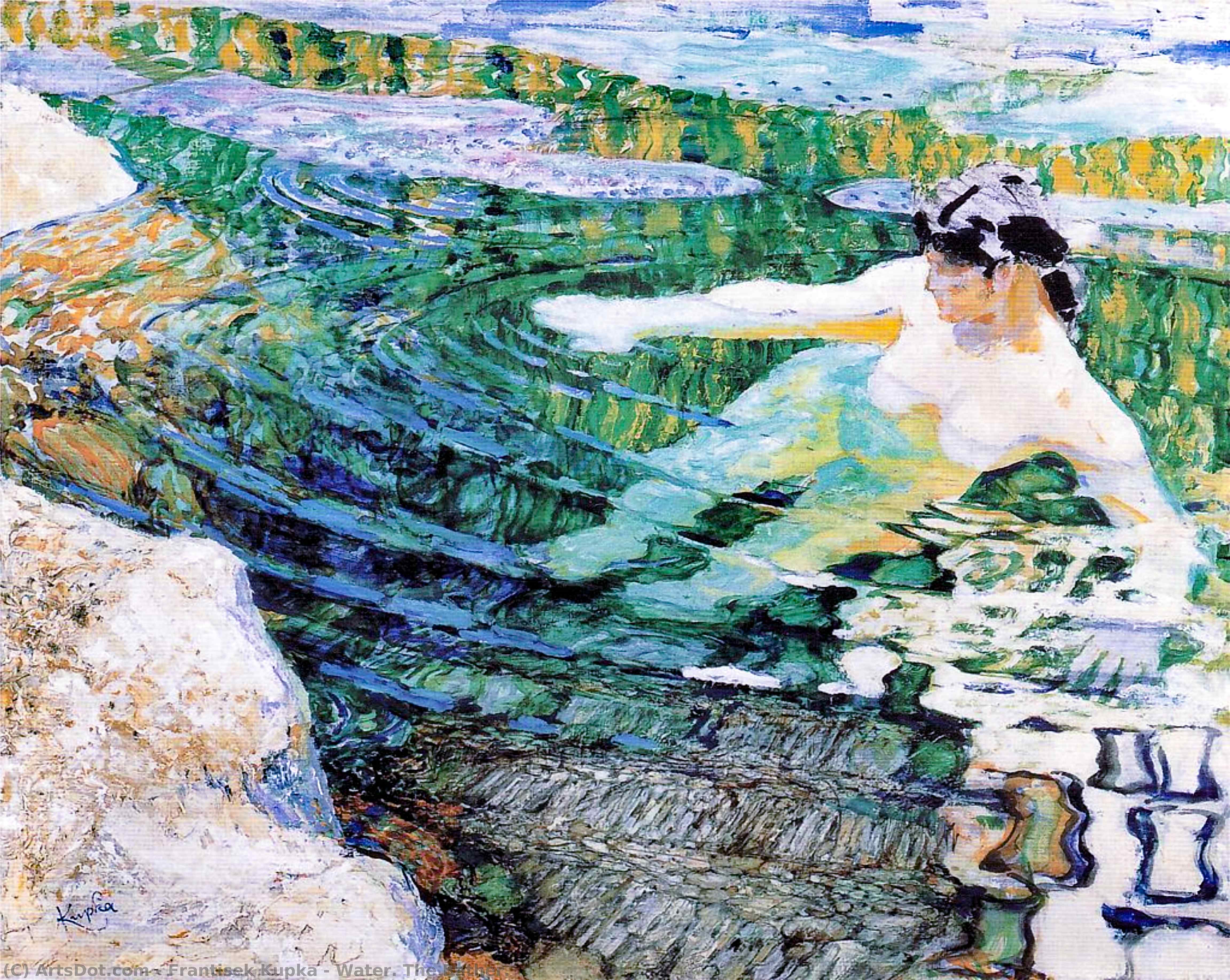 Wikioo.org - The Encyclopedia of Fine Arts - Painting, Artwork by Frantisek Kupka - Water. The Bather.