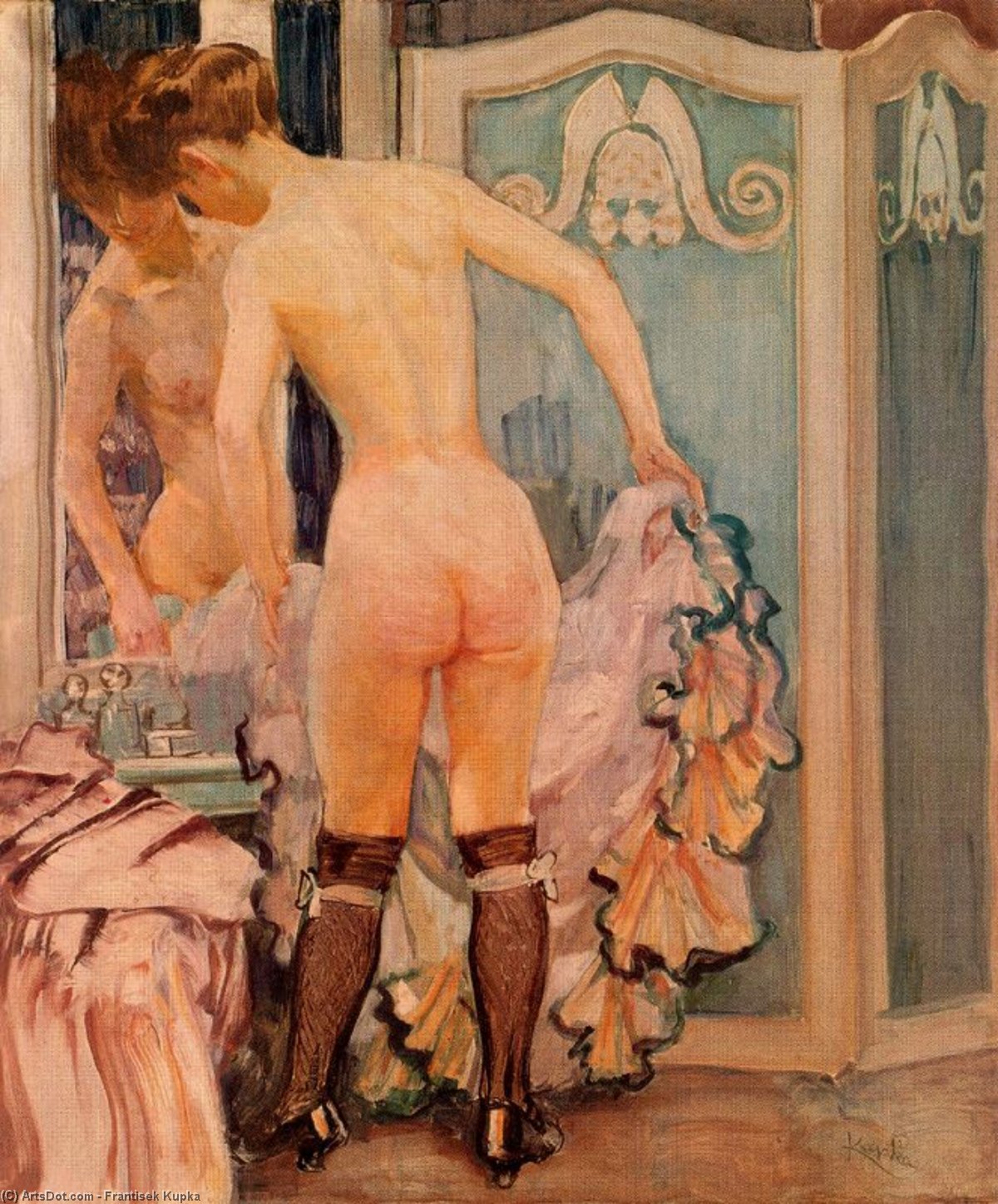 Wikioo.org - The Encyclopedia of Fine Arts - Painting, Artwork by Frantisek Kupka - Woman before a mirror