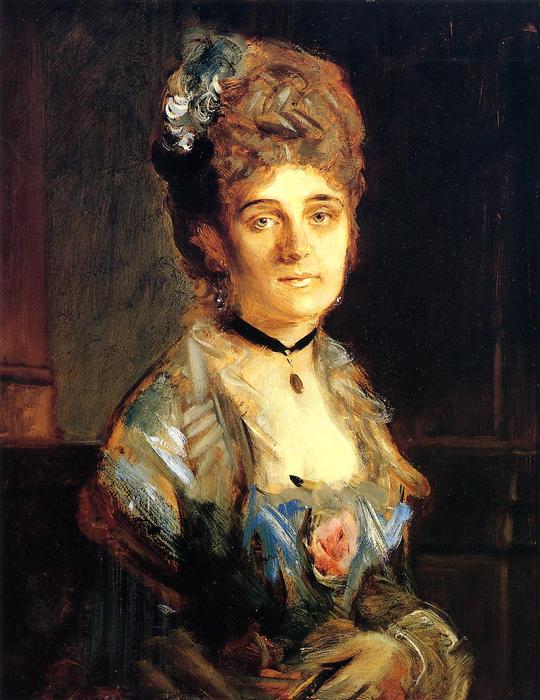 Wikioo.org - The Encyclopedia of Fine Arts - Painting, Artwork by Franz Seraph Von Lenbach - Portrait of Countess Zecheny