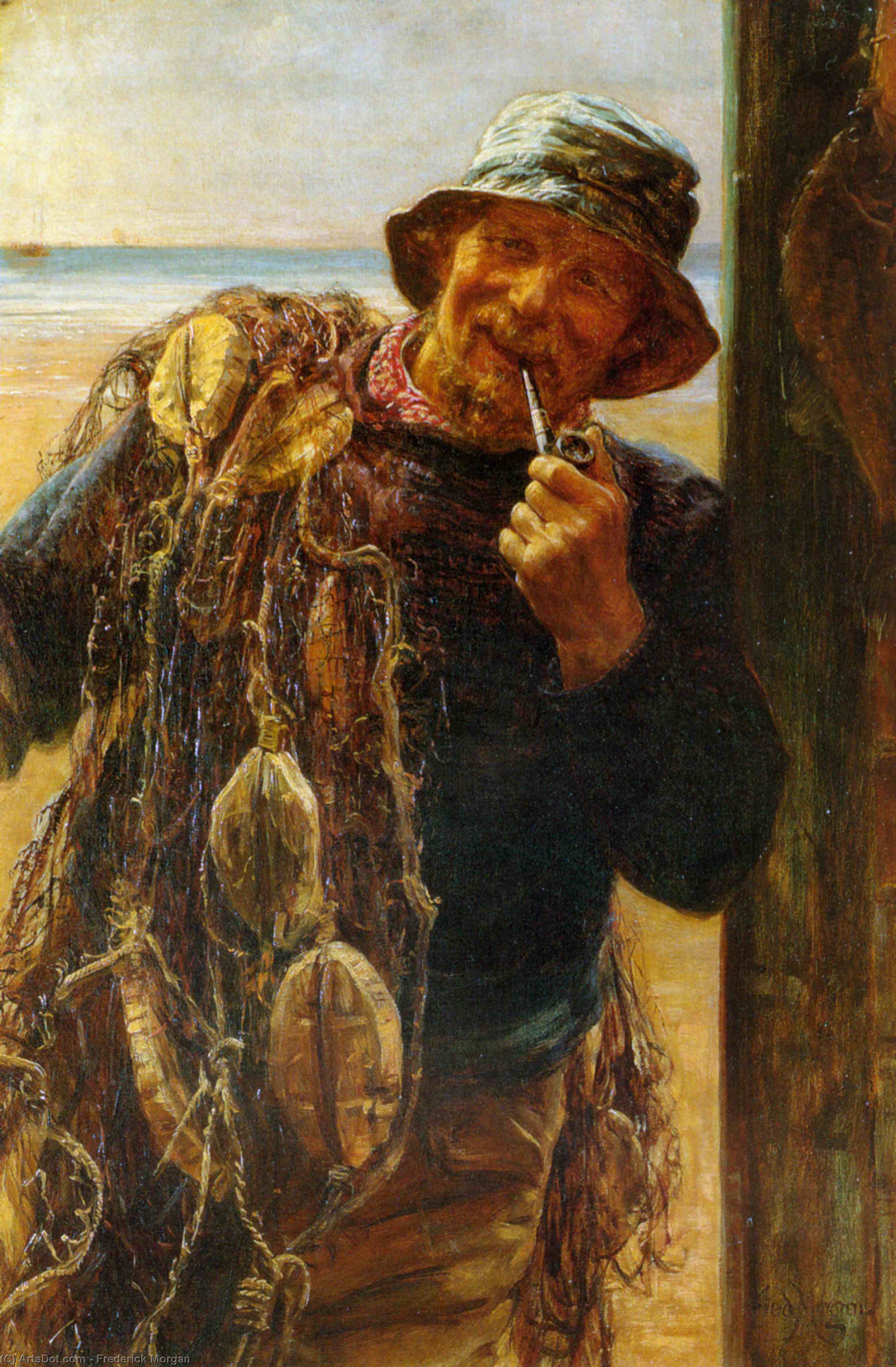 Wikioo.org - The Encyclopedia of Fine Arts - Painting, Artwork by Frederick Morgan - A Jovial Fisherman
