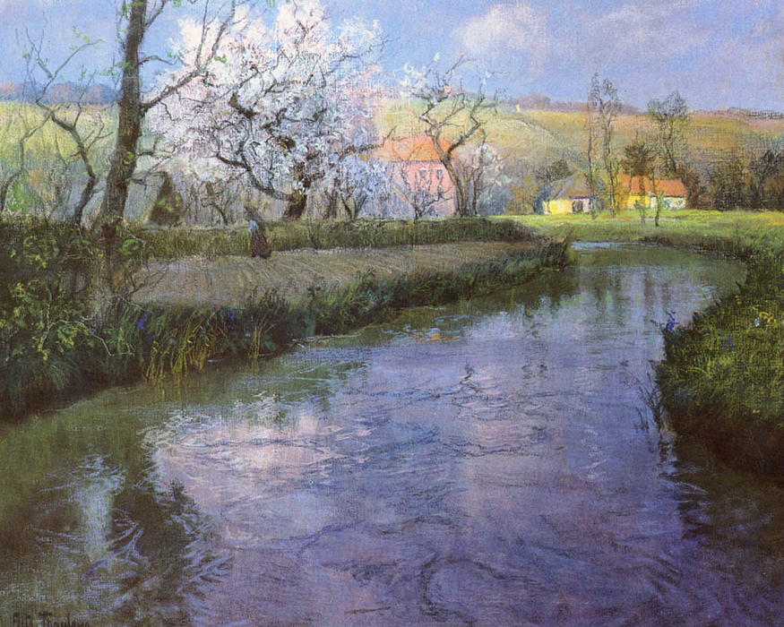 WikiOO.org – 美術百科全書 - 繪畫，作品 Frits Thaulow - 一个 法国  河  风景