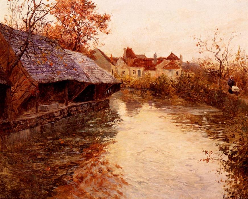 Wikioo.org - The Encyclopedia of Fine Arts - Painting, Artwork by Frits Thaulow - A Morning River Scene